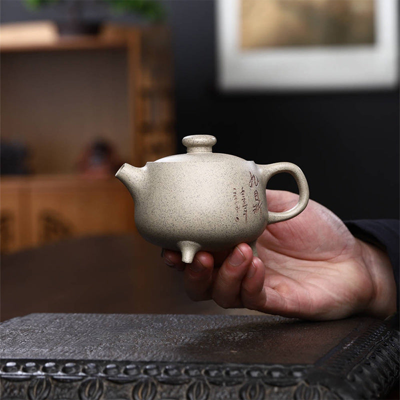 Yixing Semi-handmade Beige Purple Clay Kung Fu Teapot 200ml