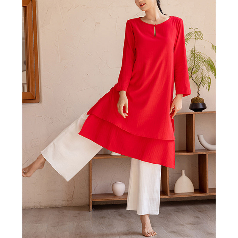 2Pcs Simple Design Tai Chi Meditation Yoga Clothing Top Pants Women's Set