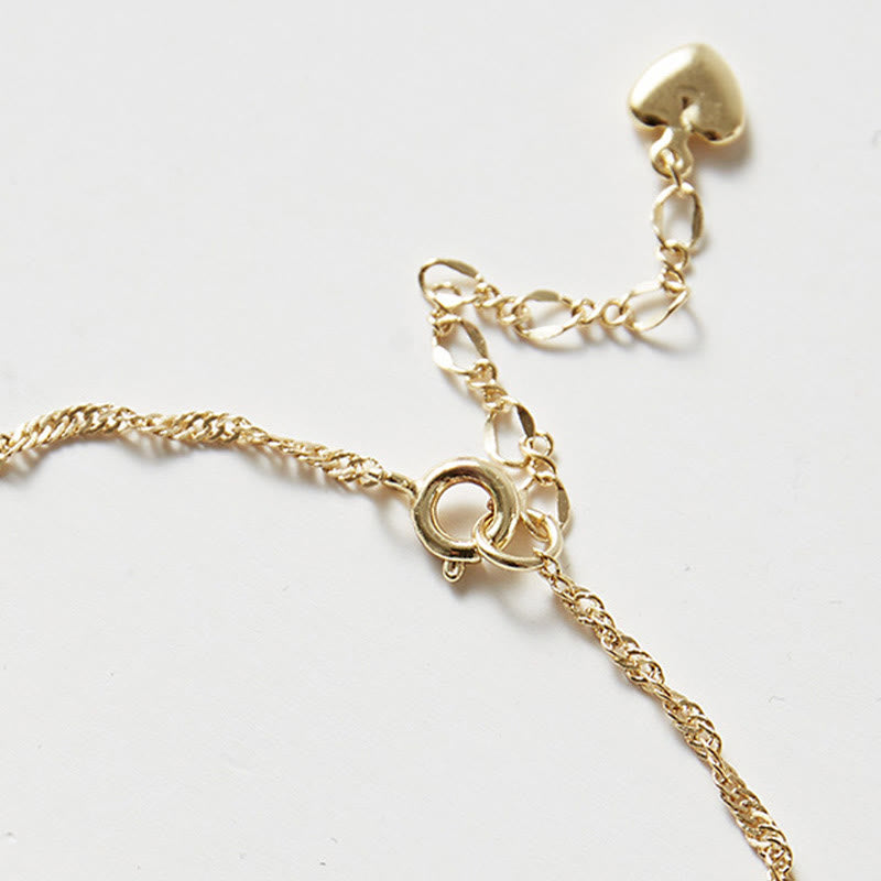 14K Gold Plated Hetian Jade Golden Rose Flower Luck Chain Bracelet