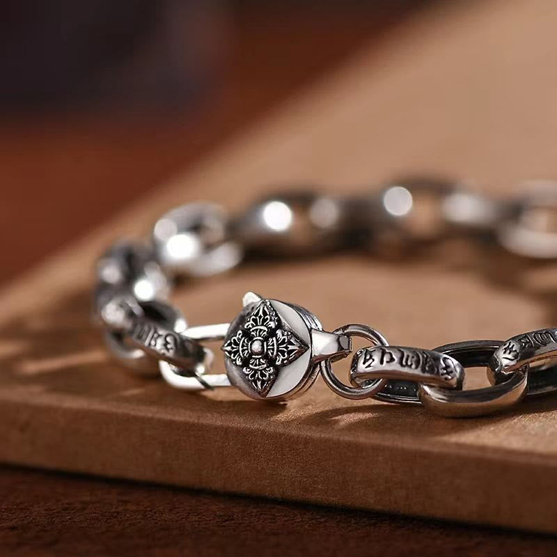 Hand-Engraved Copper Om Mani Padme Hum Vajra Mantra Bracelet