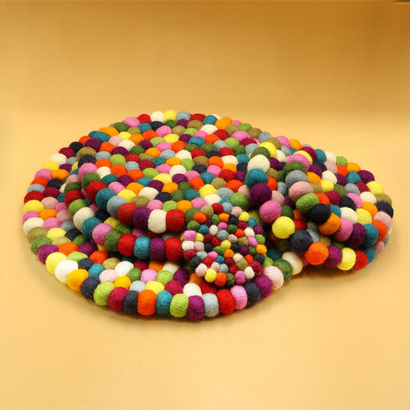 Tibetan Singing Bowl Handcraft Felted Wool Cushion Decoration