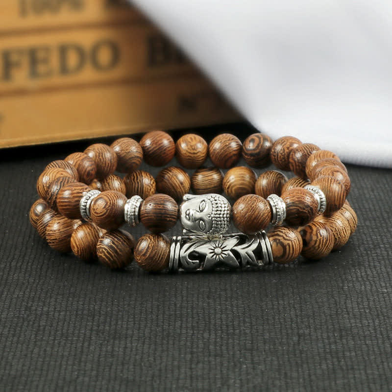 2Pcs Natural Crystal Agate Buddha Protection Bracelet