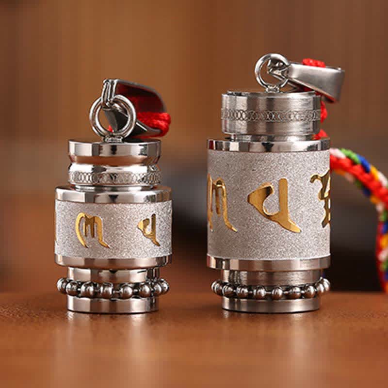 Tibet Om Mani Padme Hum Shurangama Mantra Titanium Steel Wisdom Amulet Necklace Pendant