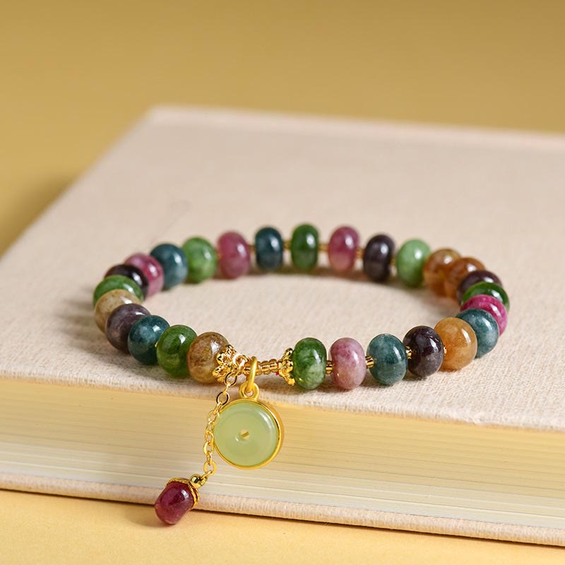 Colorful Tourmaline Cute Flower Rabbit Charm Love Bracelet
