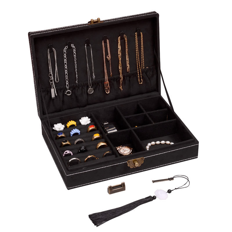 Minimalist Single Layer Flannel Jewelry Organizer with Secure Lock