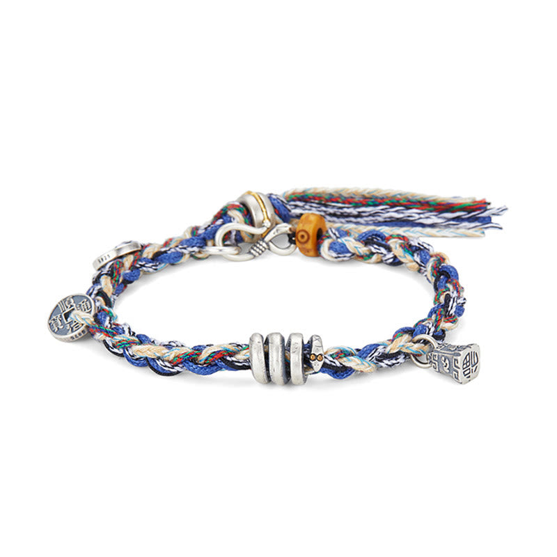 Handmade 925 Sterling Silver Gold Chinese Coin & Scales Charm Blessing Bracelet