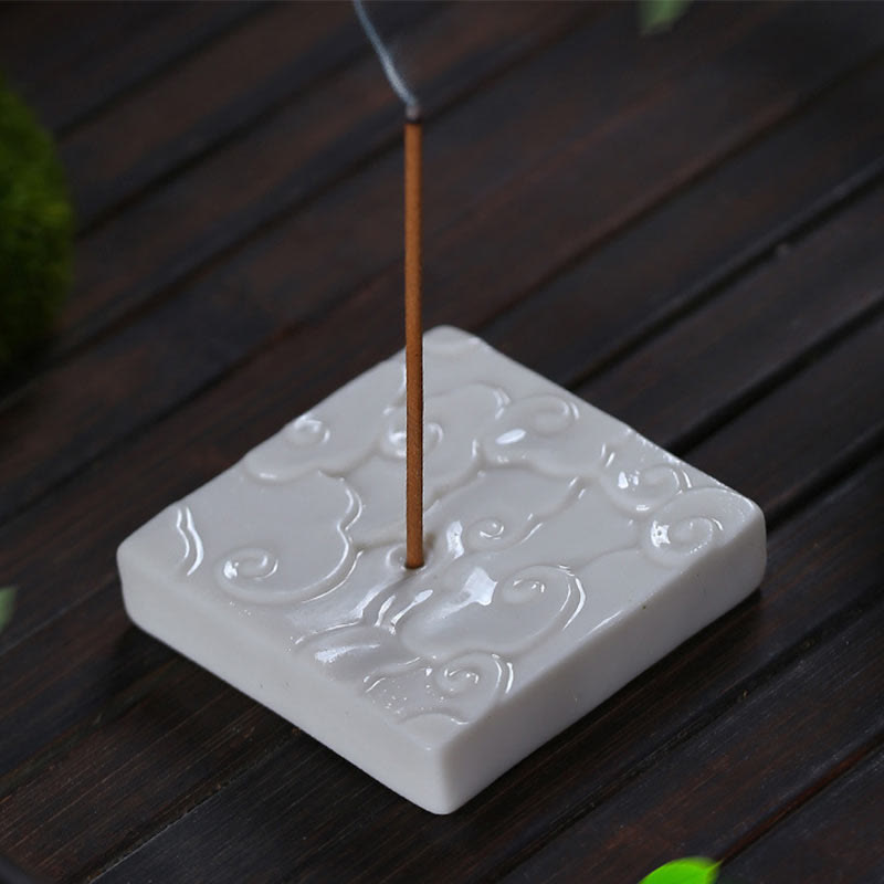Mini Ceramic Auspicious Clouds Stick Incense Burner for Mindful Spaces