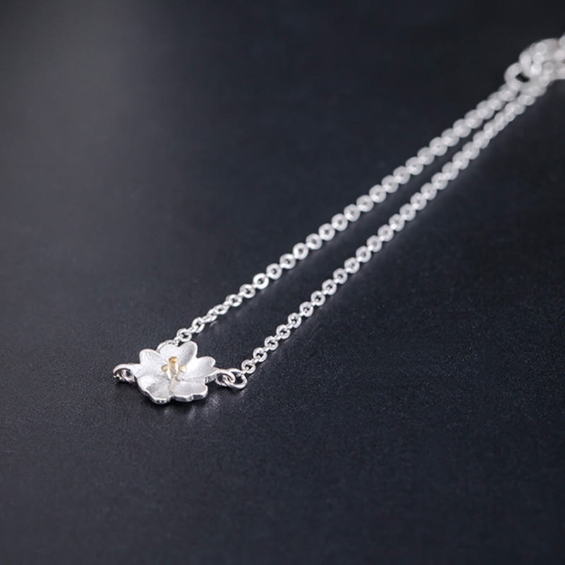 925 Sterling Silver Cherry Blossom Blessing Chain Bracelet