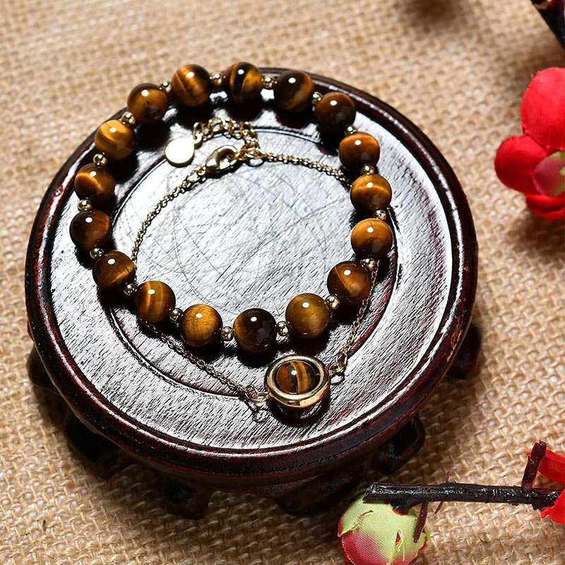 Sun Stone Strawberry Quartz Crystal Positive Bracelet