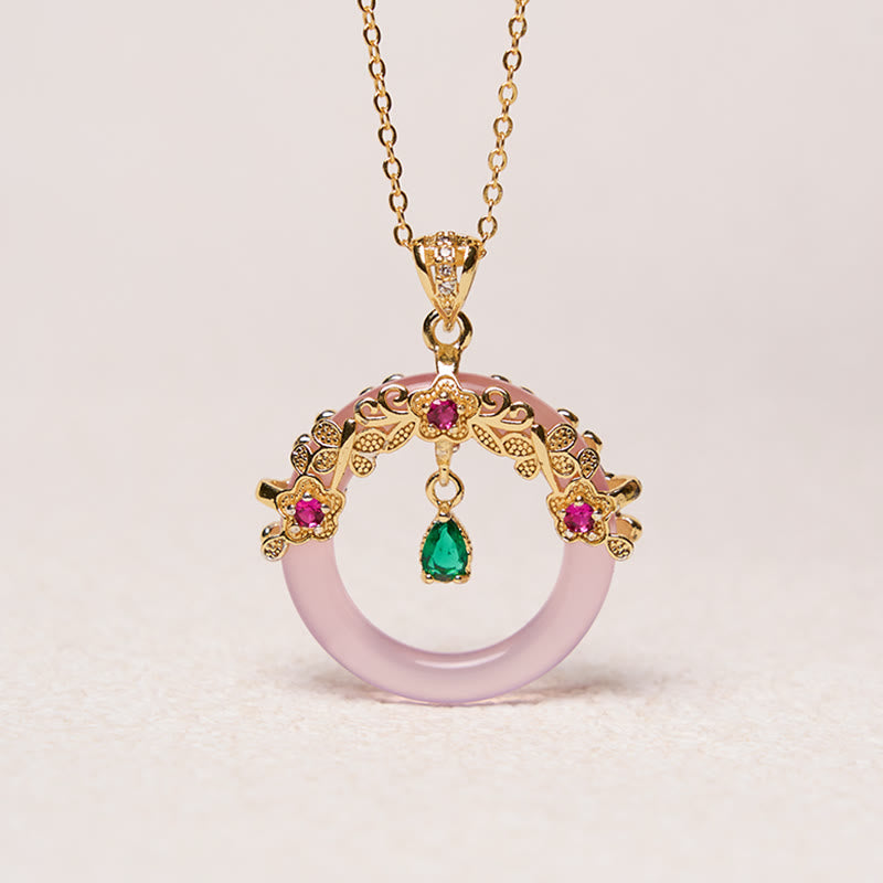 Green Chalcedony Peace Buckle Design Strength Necklace Pendant