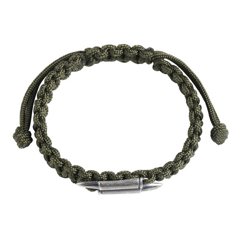 Minimalist 925 Sterling Silver Bullet Design Braided Rope Bracelet
