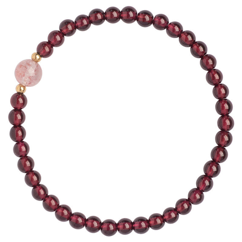 Natural Garnet Strawberry Quartz Calm Bracelet
