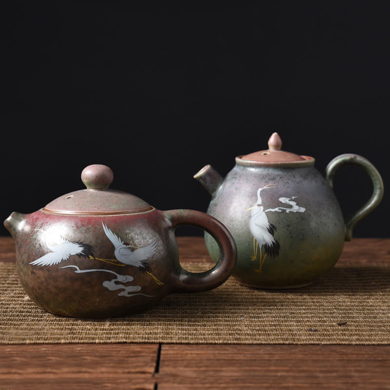 White Crane Cloud Chinese Gongfu Tea Ceramic Kung Fu Teapot