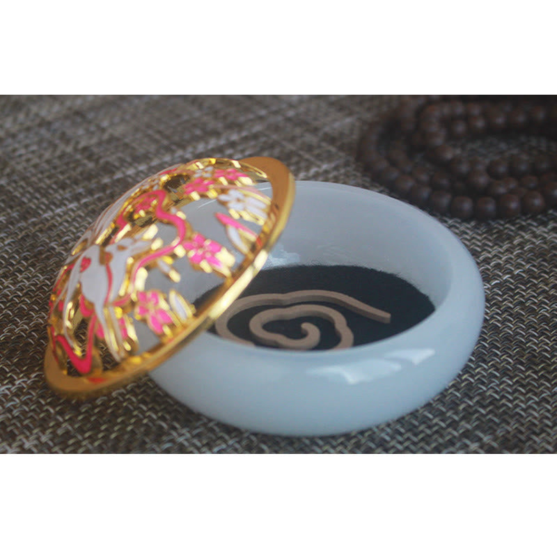 Handcrafted Liuli Crystal Nine-Tailed Fox Meditation Incense Burner