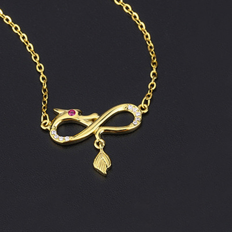 999 Sterling Silver Year Of The Dragon Endless Knot Tail Charm Protection Necklace Pendant