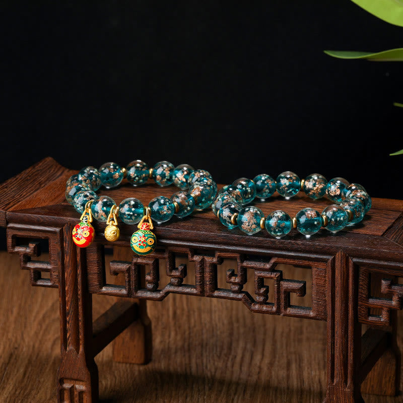 Handmade Luminous Liuli Glass Pixiu Gold Swallowing Beast Success Bracelet