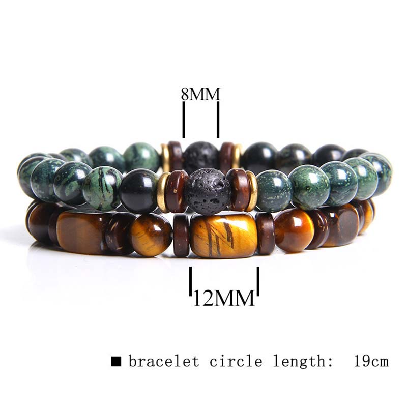 2PCS Healing Crystal Emperor Stone Tiger Eye Bead Bracelet