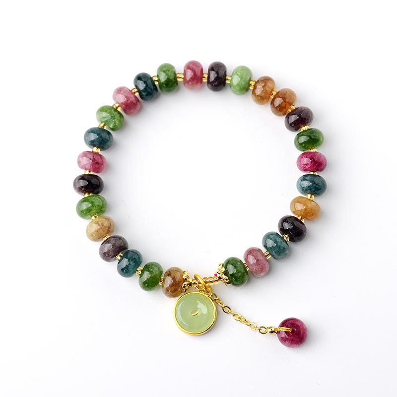 Colorful Tourmaline Cute Flower Rabbit Charm Love Bracelet