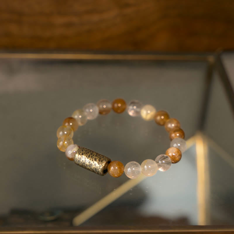 White Crystal Red Hematoid Quartz Gold Rutilated Quartz Purple Phantom Protection Bracelet