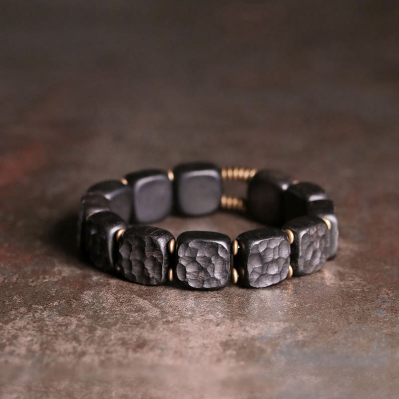 Retro Ebony Wood Texture Style Copper Peace Balance Bracelet