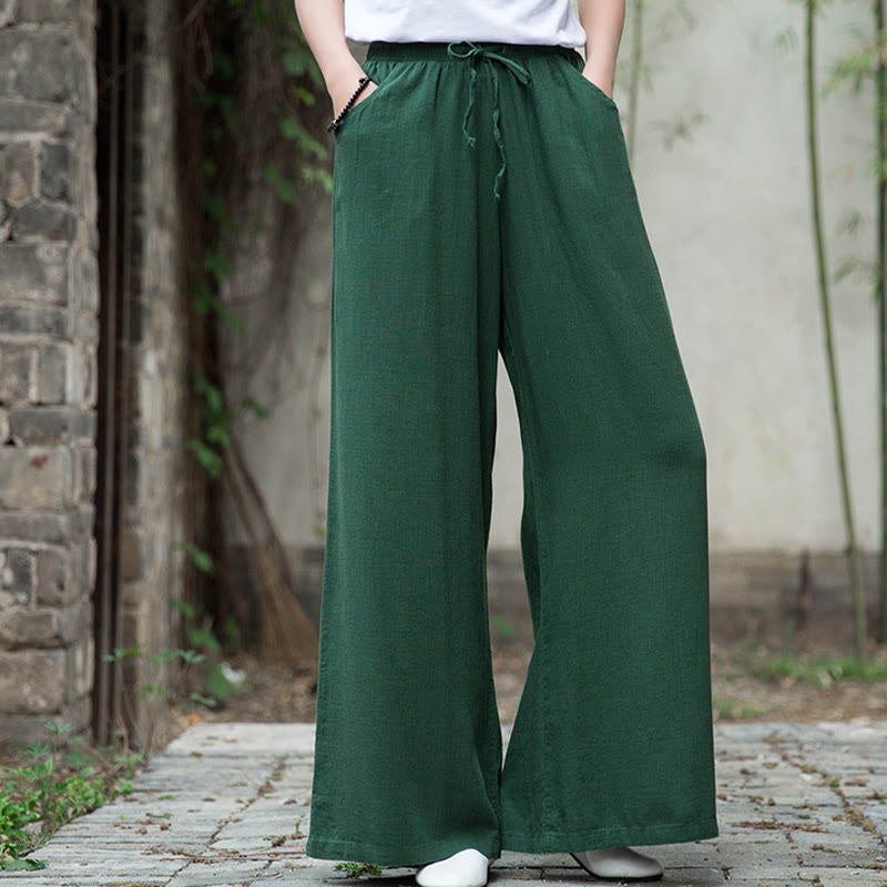 Plain Wide Leg Pants Dance Women's Yoga Pants With Pockets