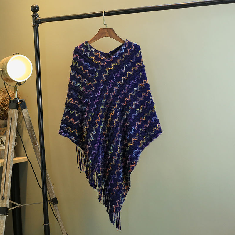 Tibetan Colorful Striped Shawl Tassels Pullover Winter Cozy Travel Scarf Wrap