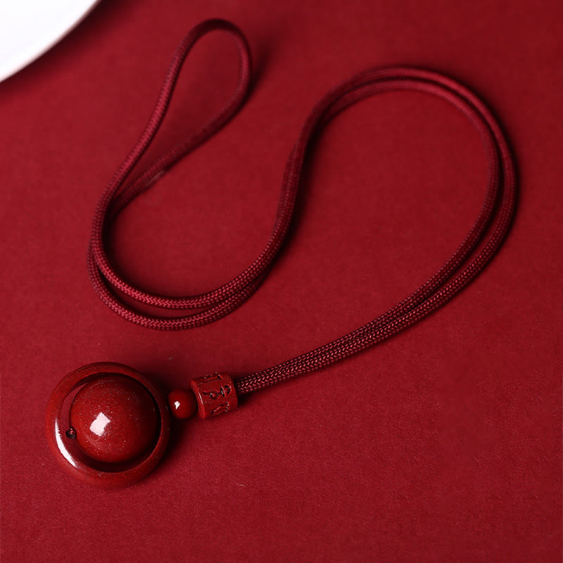 Cinnabar Om Mani Padme Hum PiXiu Blessing Lucky Bead Necklace Pendant