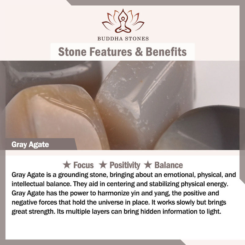 Natural Gray Agate Double Peace Buckle Balance Bracelet Bangle