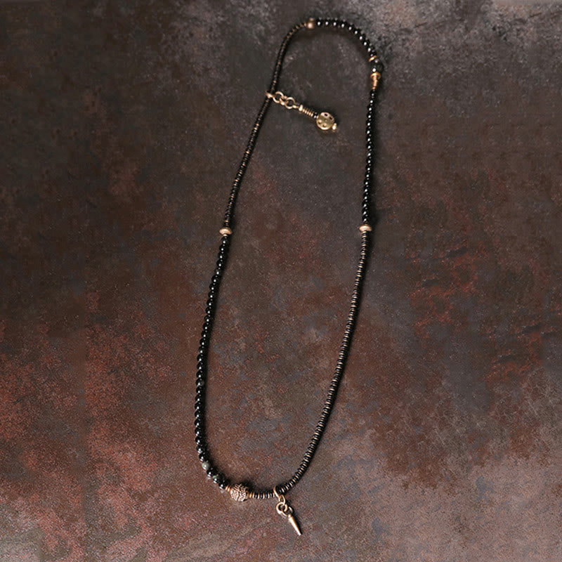 Rainbow Obsidian Ebony Wood Copper Positive Multilayer Bracelet