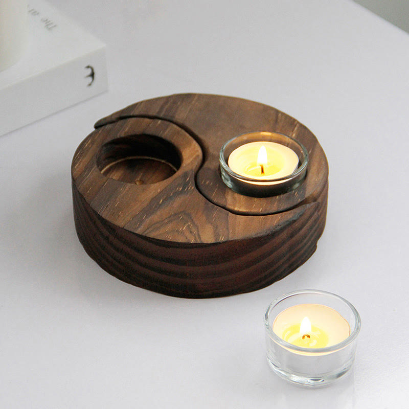 Yin Yang Wood Candle Holder Meditation Rituals Use Items (Extra 35% Off | USE CODE: FS35)