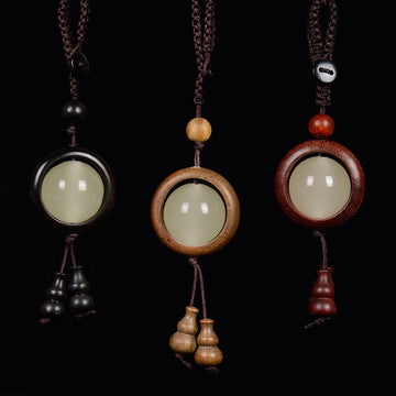 Red Sandalwood Ebony Wood Green Sandalwood Luminous Lucky Bead Gourd Peace Key Chain