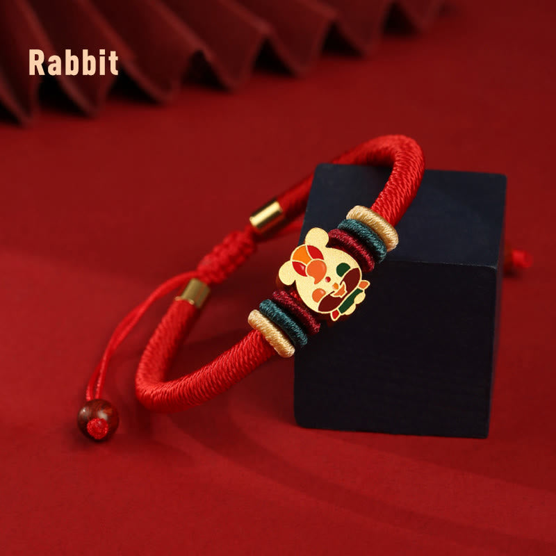 Handmade 925 Sterling Silver Year of the Dragon Cute Chinese Zodiac Luck Braided Red Bracelet