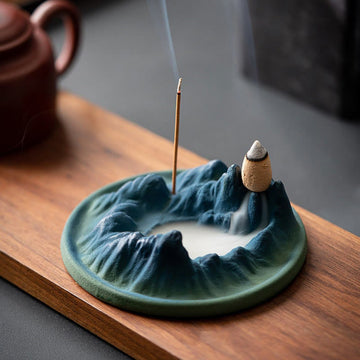 Sculpted Ceramic Backflow Mountain Incense Burner