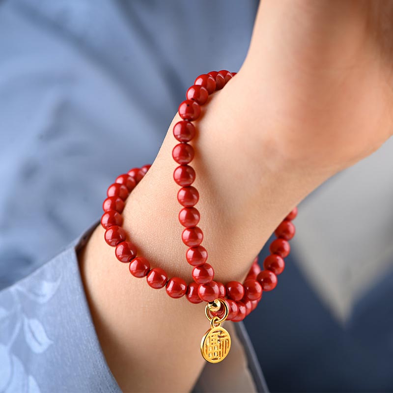 Tibetan Cinnabar Green Aventurine Luck Bracelet Necklace