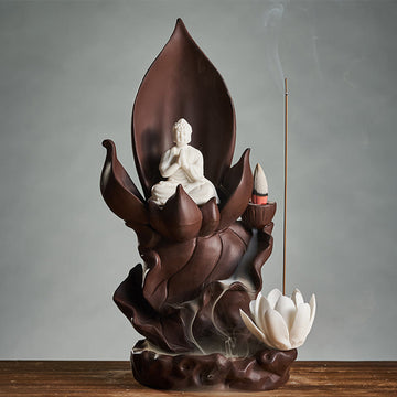 Lotus Spiritual Figure Purple Clay Incense Burner for Mindful Aromatic Rituals