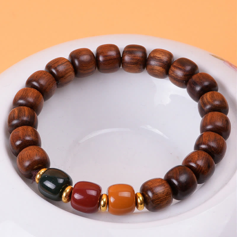 Handmade Natural Wood & Copper Beaded Meditation Bracelet