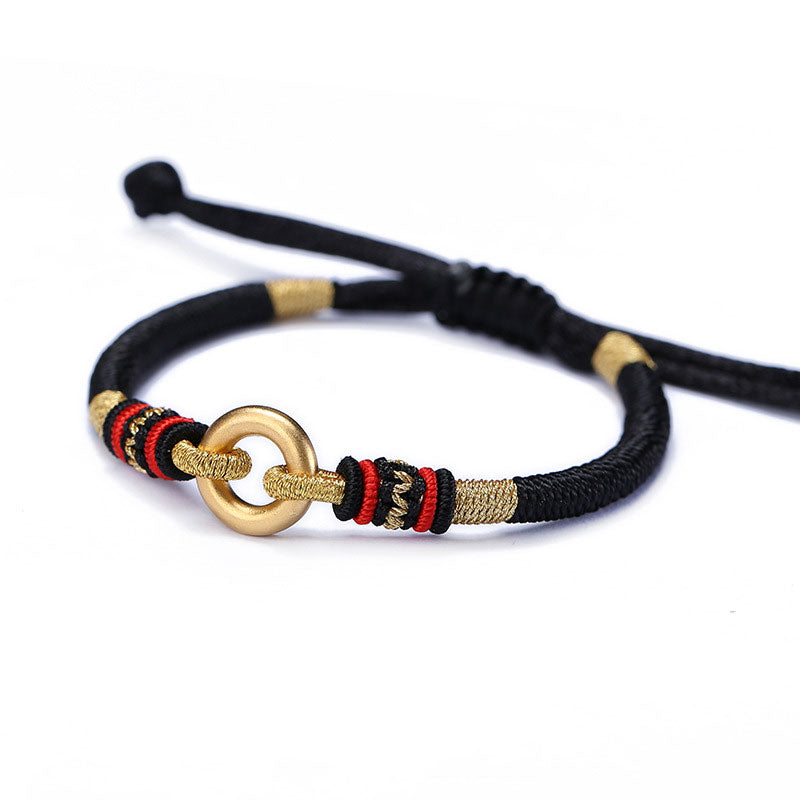 Adjustable Fine Silver & Red String Connection Bracelet for Couples