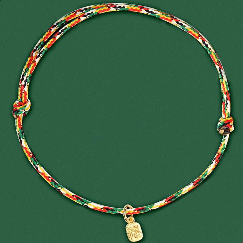 Auspicious Fu Character Peace And Joy Luck Handmade Multicolored Child Adult Bracelet