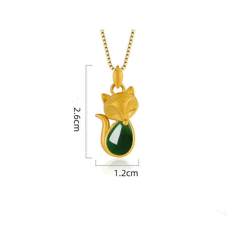 Green Chalcedony Fox Pattern Courage Necklace Pendant