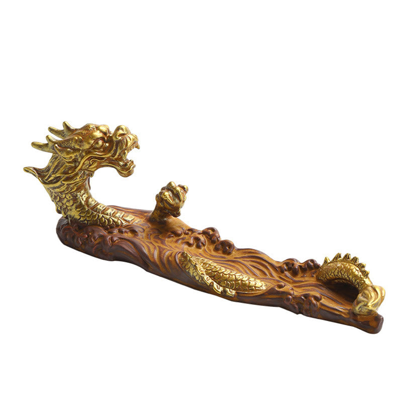 Hand-Finished Dragon Motif Ceramic Stick Incense Burner