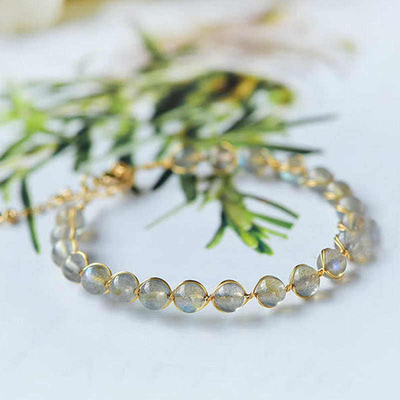 Natural Moonstone 14K Gold Plated Healing Positive Bracelet