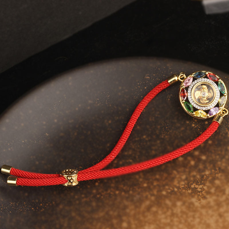 Colorful Zircon Copper Wealth Luck Rotation Bracelet Necklace Pendant