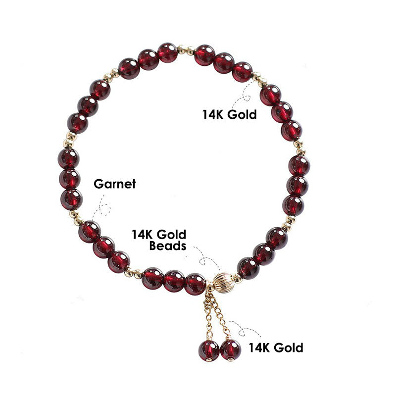 14K Gold Plated Alloy Natural Garnet Calm Bracelet