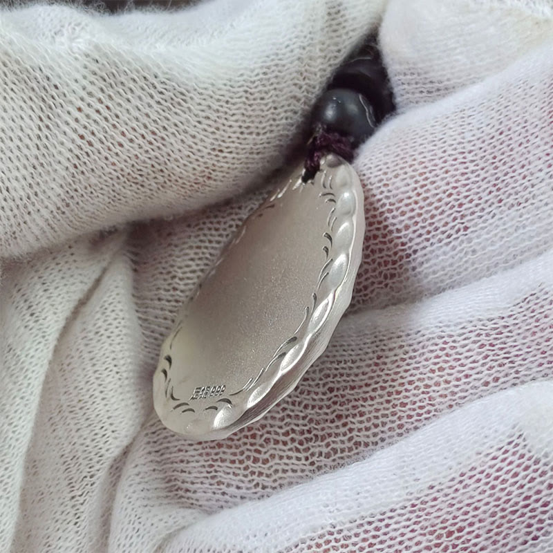 Vintage 999 Sterling Silver Yin Yang Bagua Water Drop Design Balance Harmony Necklace Pendant