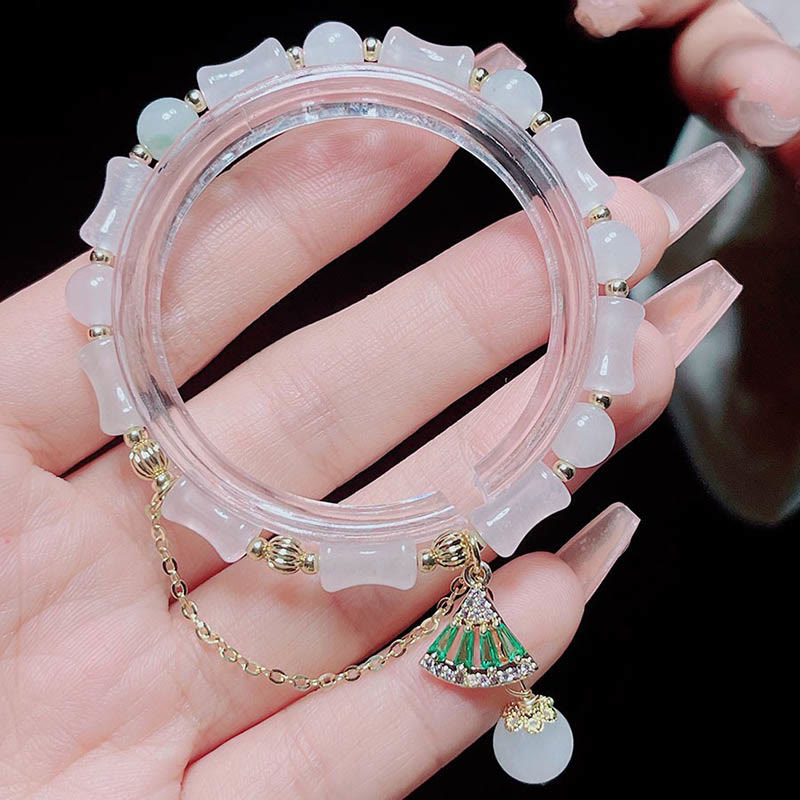 Tianshan White Jade Bamboo Pattern Luck Blessing Bracelet