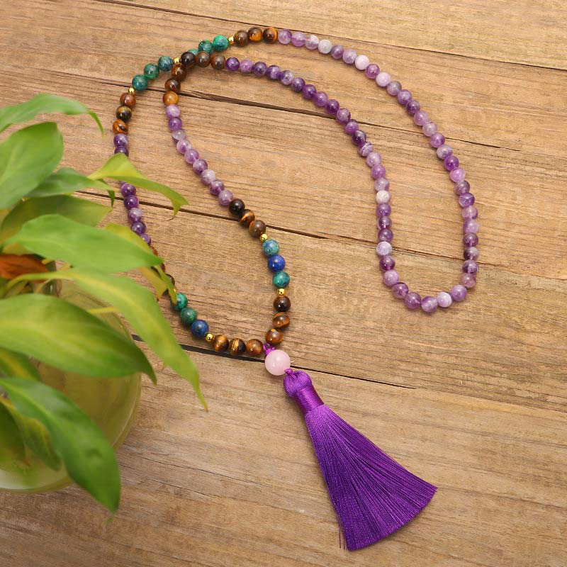 Tibetan Amethyst Purify Bracelet Mala Set