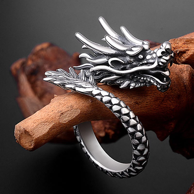 Vintage 990 Sterling Silver Dragon Adjustable Ring for Men and Women