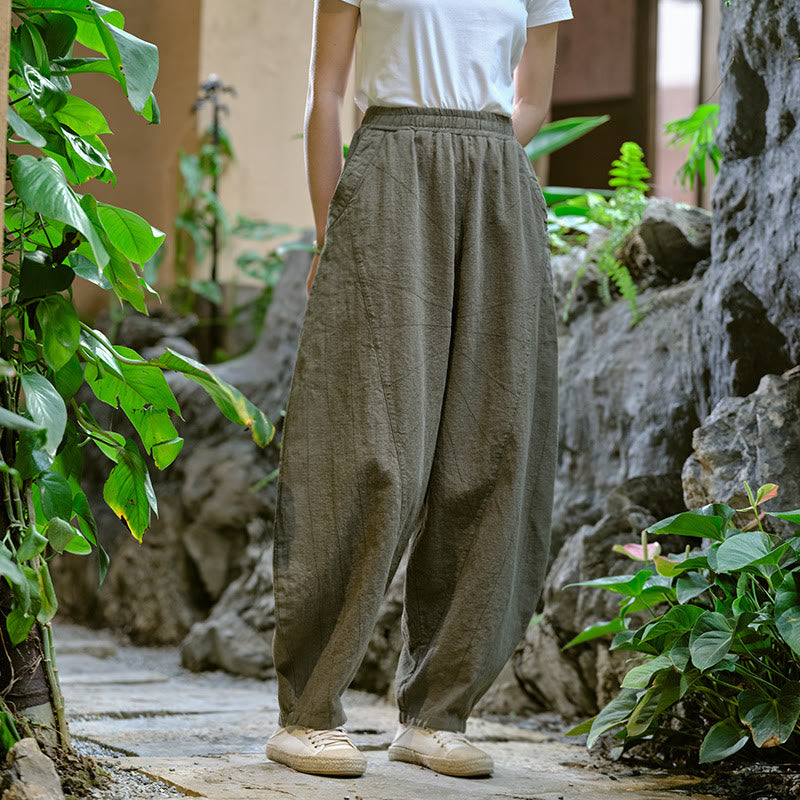 Solid Color Loose Yoga Harem Pants With Pockets