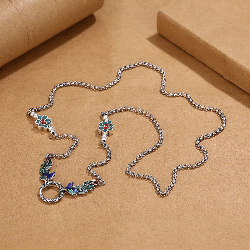 Phoenix Lotus Flower Luck Protection Necklace Pendant