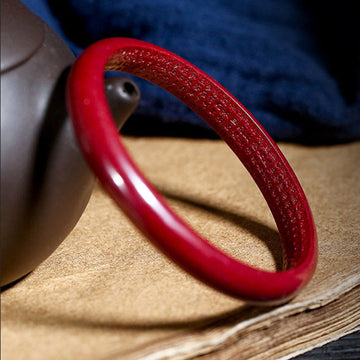 Cinnabar Heart Sutra Engraving Blessing Bangle Bracelet